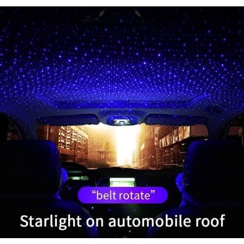 Car Atmosphere Lamp Starry Sky Night Light Interior Lamp Star Roof Decoration Lamp With Rotating Car Projection Light new 2019