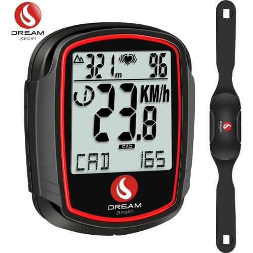 DREAM SPORT Cycling Computer Wireless with Heart Rate Monitor Chest Strap Speed and Cadence Speedometer Odometer Altimeter