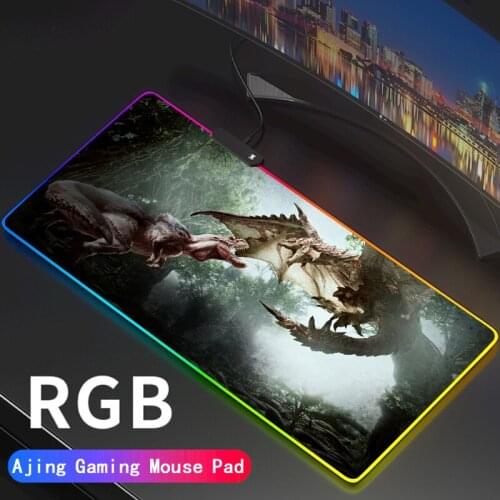 Monster Hunter RGB Gaming Large Mouse Pad Gamer Led Computer Mousepad with Backlight Carpet for Keyboard Desk Mat Support DIY