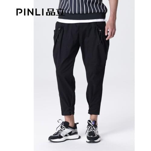 Free shipping Mens Male fashion black Original Design Pinli 2021 cropped trousers summer pants with big pocket B211417258
