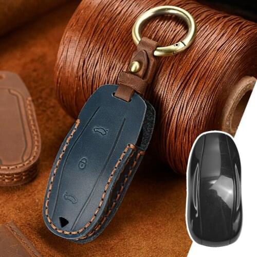 New Leather Car Remote Key Full Cover Case For Tesla Model 3 Model S Model X Car Smart Key Accessories Holder Bag Shell