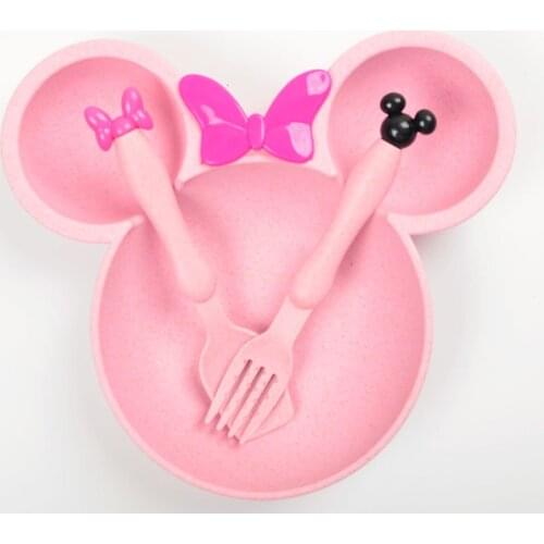 Rosiky Children feeding plate Wheat straw bowl kids learning bowls thicken cute baby bowl BPA free Opp Packing No box