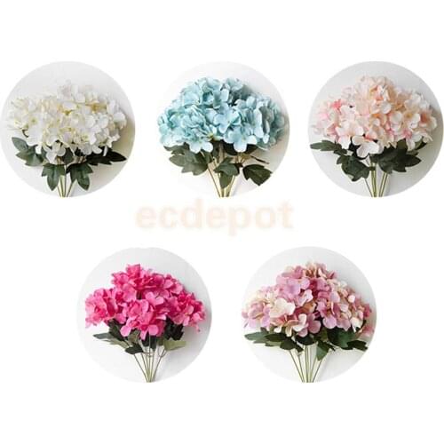 6 Heads Artificial Hydrangea Flower Simulation Bouquet Floral Decor