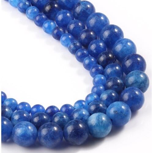 6/8/10mm Blue Kyanite Jades Stone Beads Loose Spacer Round Beads for Jewelry Making DIY Findings Bracelet Necklace 15" Strand