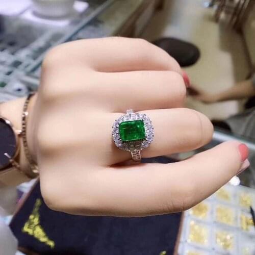 Anniversary ring Natural and Real emerald ring 925 sterling silver Fine jewelry For men or women