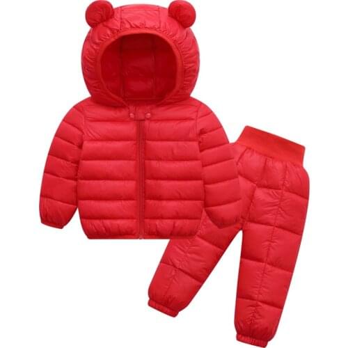 Baby Kids Girls Clothes Set -25 Degree Russia Winter Color Fur Hooded Coat+pants 2pcs Snow Children Fashion Lovely Suit For 1-6t