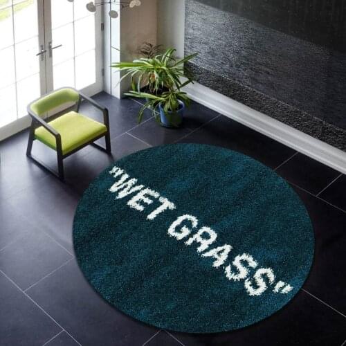 Wet Grass Blue Pattern Round Rug, Blue Round Carpet, Circle Area Rug, Modern Round Carpet, Popular Rug, Home Decoration