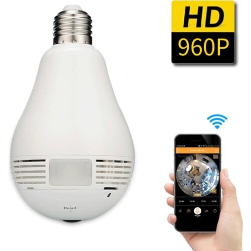 Bulb Light Wireless IP Camera FishEye 960P 360 Degree Mini CCTV VR Camera 1.3MP Home Security WiFi Camera Panoramic