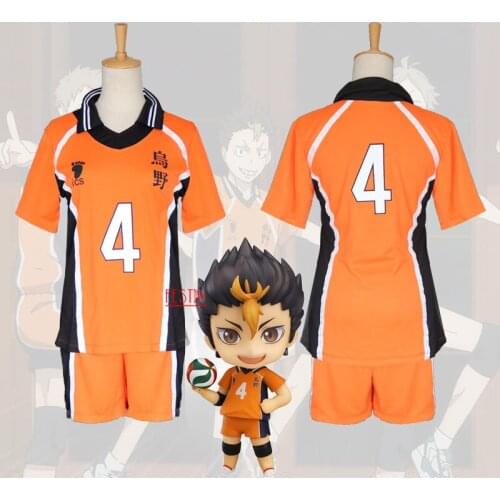 Anime Haikyuu Cosplay Costume Karasuno High School Yu Nishinoya Volleyball Club Uniforms Sportwear No.4 Summer T-shirt for Woman