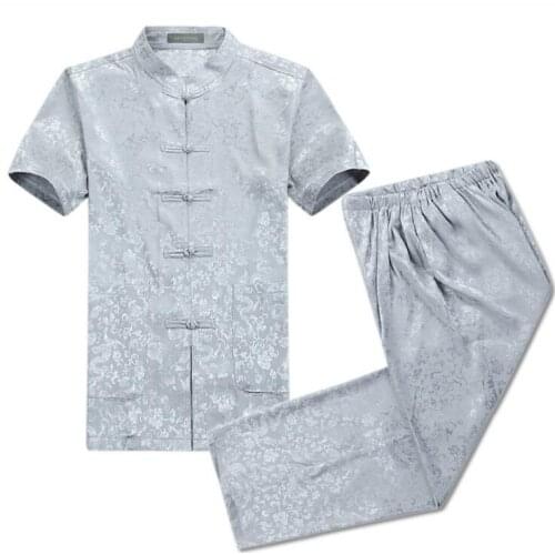 Summer middle-aged jacket men blazer masculino slim fit father clothes masculina coats mens Tang suit Chinese style stand collar