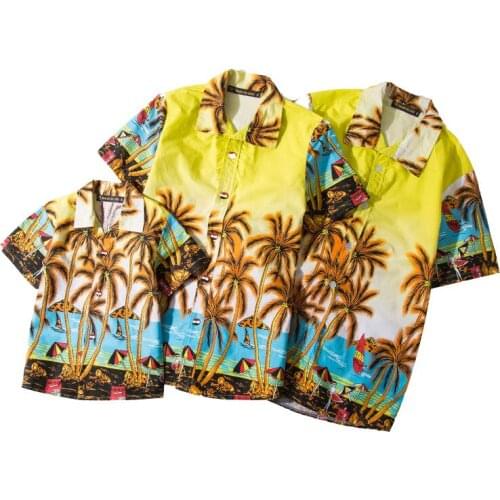 Summer Family Short Sleeve Beach Hawaii Shirts Casual Camisa Masculina Printed Beach Shirt