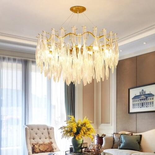 Living room chandelier post-modern light luxury crystal lamps Nordic creative duplex villa bedroom dining room lighting