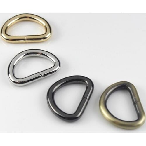 50pcs pack 17mm Metal Open-end D ring Buckle for Webbing Backpack Leather Craft Bag Strap Purse Pet Collar Parts Accessorie