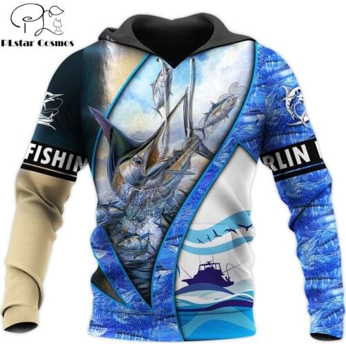 Marlin Fishing 3D Printed Mens hoodies Harajuku Streetwear Hoodie Unisex Casual Pullover Autumn Jacket Tracksuits KJ0130