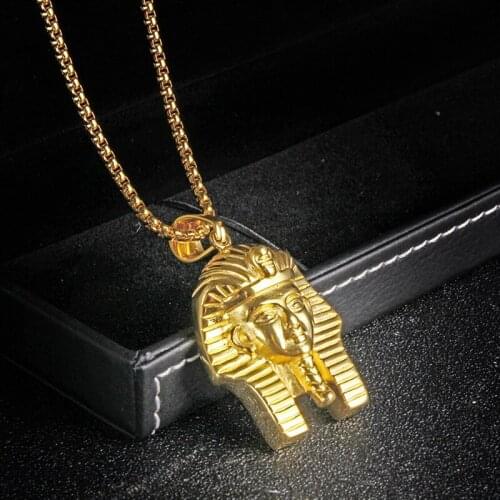 Men necklace Egyptian Pharaoh pendant stainless steel long necklace men gold necklace chain mask Neck jewelry the neck wholesale