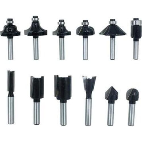 12pcs 6mm Shank Router Bit Set Trimming Straight Corner Beading Bits for Wood Milling Cutter Carbide Cutting Woodwork Tool 06011