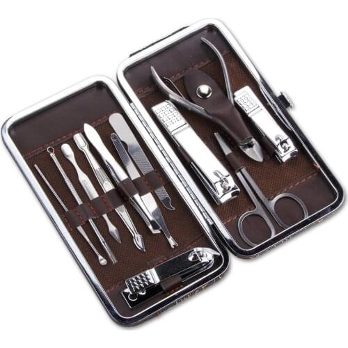 12pcs Manicure Tools for Nails Stainless Steel Nail Clipper Cutter Set and kit Pedicure Scissor Tweezer Knife Ear Pick Toe