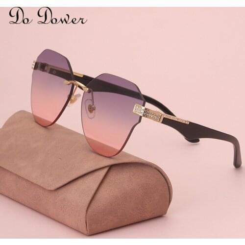 2021 new frameless sunglasses mens and womens fashion personality irregular trimming sunglasses mens tide sunglasses UV400