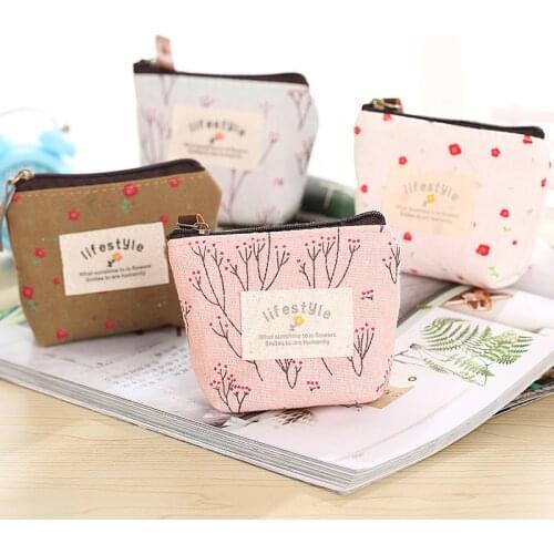New 15 Design Canvas Coin Purse Floral Plaid Zipper Pouch Women Kids Small Wallet Children Female Key Card Holder Mini Money Bag
