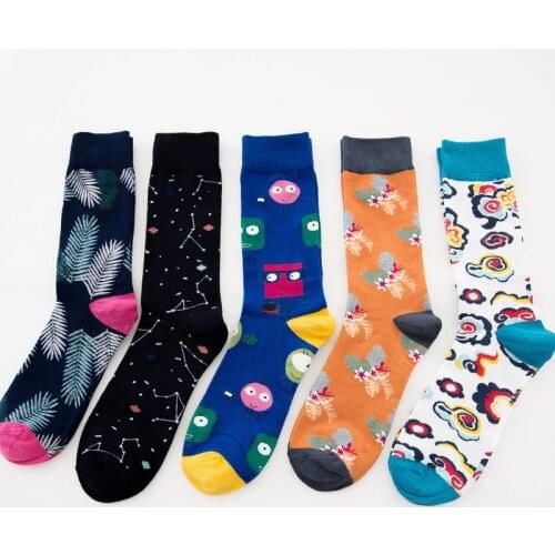 Peonfly Colorful Mens Cotton Brand High Quality Fashion Hip Hop Skateboard Novelty Mens Dress Socks