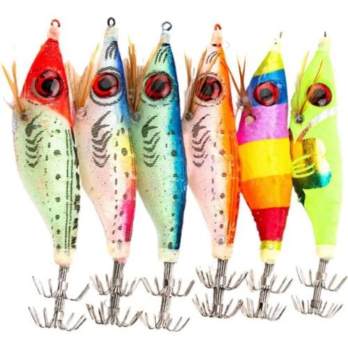 Bait Luminous Lifelike PVC Squid Octopus Shrimp Cuttlefish Fishing Hook for Fishing