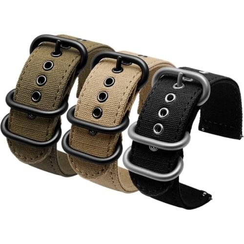 18mm 20mm 22mm Canvas Nylon Strap Replacement Band for Samsung Galaxy Watch3 45mm Active2 Amazfit GTR Huawei GT 2 Army Green