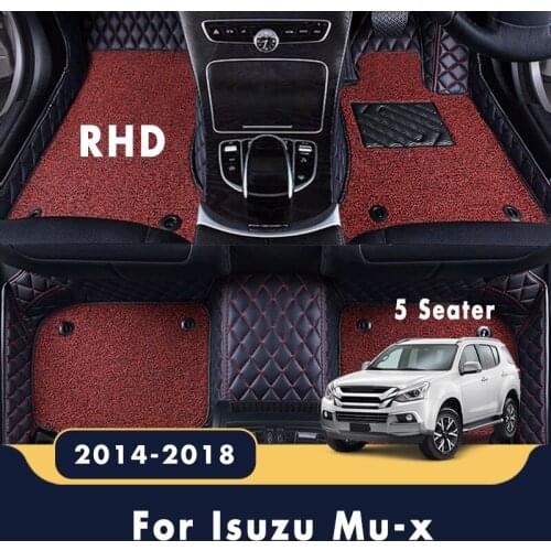 RHD Luxury Double Layer Wire Loop Carpet Car Floor Mats Leather Rugs For Isuzu Mu-x Mux 2018 2017 2016 2015 2014 (5 seater)