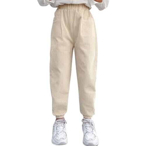 Girl Pants Letter Corduroy Trousers Girl Soft Cotton Child Pants Autumn Winter Kid Clothes 6 8 10 12 14