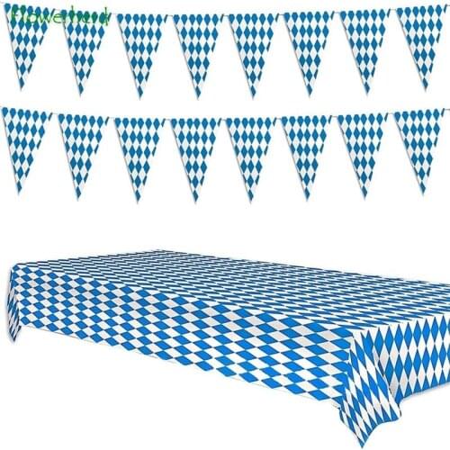 Oktoberfest Table Cloth Pennant Decorations Diamond Table Cover Banners Bavarian Beer Festival Indoor Outdoor Party Decorations