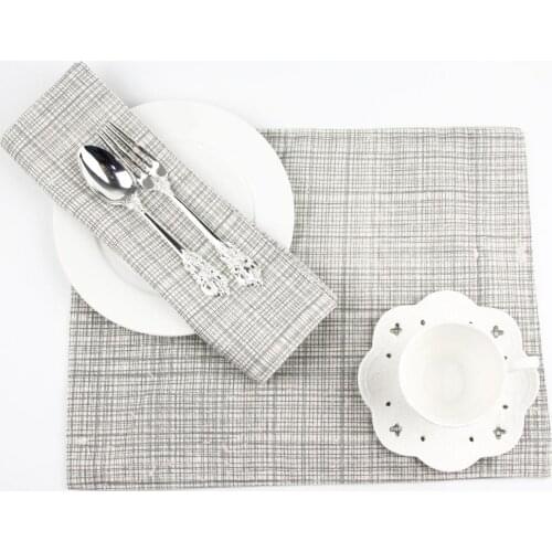 Modern fashion Grey Color Fabric Napkins heat insulation mat dining table mat children table Placemat Cotton Linen placemats