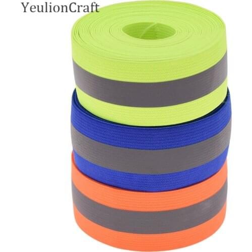 Chzimade 4x500cm Blue Yellow Color Reflective Trim Ribbon Elastic Tape For Garment DIY Handmade Home Decoration