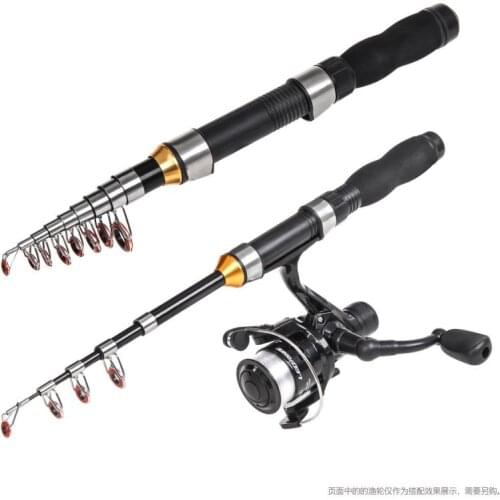 Ultralight Carbon Fiber Telescopic Fishing Rod Portable Sea Spinning Pole Portable Black Mini ultra short Sea fishing rod