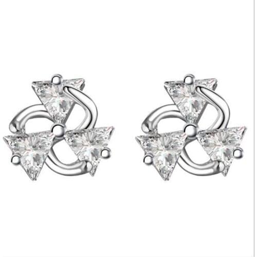 High Quality Pretty Flower Shape Crystal Beads Fashion Silver Color Earrings Jewelry 1 Pair w4678