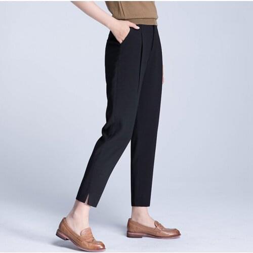 ACRMRAC Womens pants New style summer Middle waist Solid color Slim Loose Harem pants casual pants Ankle-Length Pants