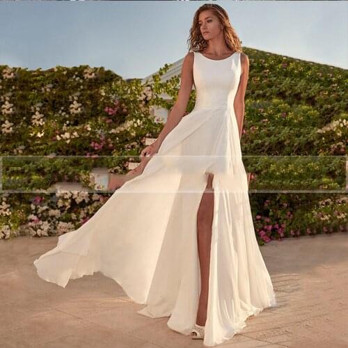 Mermaid Simple Wedding Dress White For Women Custom MadeIvory Stain Wedding Gowns Elegant Backless Bride Dress Vestido De Noiva