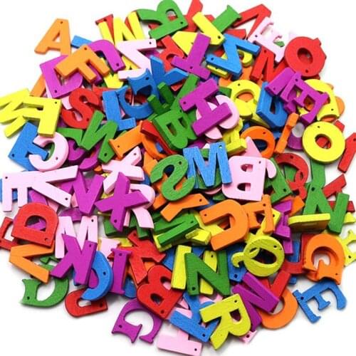 100pcs/pack Learning Wood Wooden Letter Alphabet Word Free Standing Scrapbooking Carft For Decoration Random