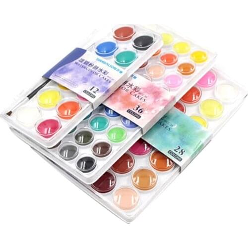 12/16/28/36 Colors Solid Watercolor Paint Set Portable Water Color Drawing Brush acrylic Professional Painting Art Supplies