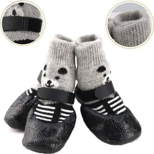 4Pcs Warm Puppy Dog Socks Small Dogs Waterproof Cotton Anti-Slip Breathable Dog Shoes Socks For Small Dogs Paw Protector Product