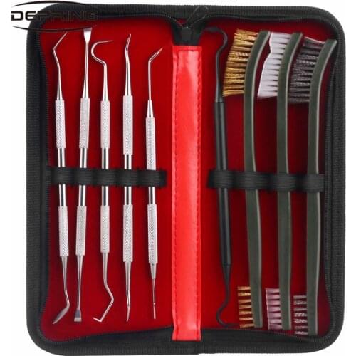 9pcs/set Gun Cleaning Brushes Picks Kit Brass Steel Nylon Cleaner Brushes Stainless Steel Picks Set