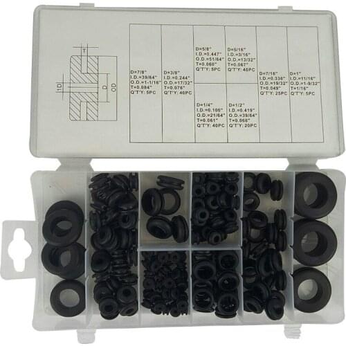 Free shipping 180pcs/set black rubber o-ring washer imperial cord grommet gasket sealing rings 8 different size