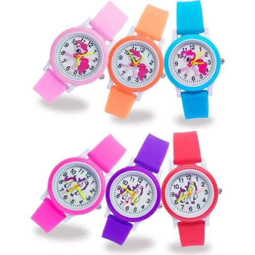 Free Shipping Children Watch Unicorn Silicone Strap Analog Dial Cartoon Pony Watch Kids Wrist Watches for Boys Girls Xmas Gifts