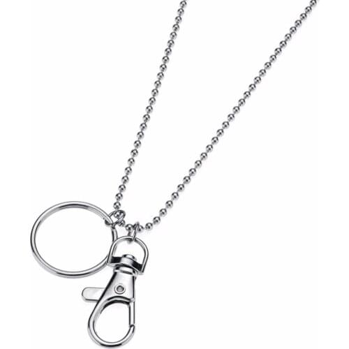 Stainless Steel Lanyard ID Badge Holder 27 inches, KeyRing for Keys and ID Card Holders Necklace