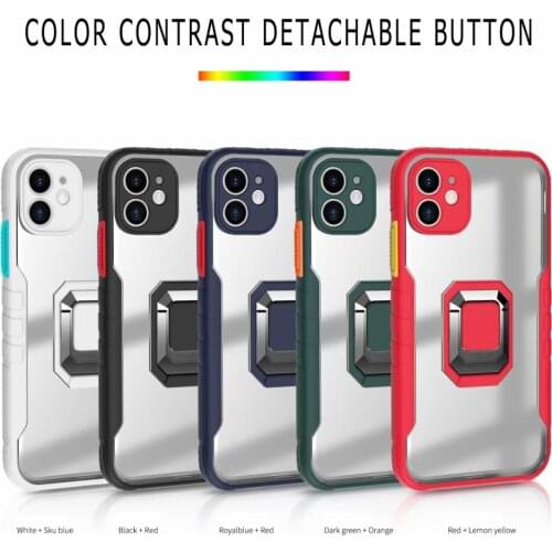 Shock proof and anti falling acrylic magnetic iron ring bracket mobile phone shell iPhone11 12Pro Max 8plus XSMax XR12mini cover
