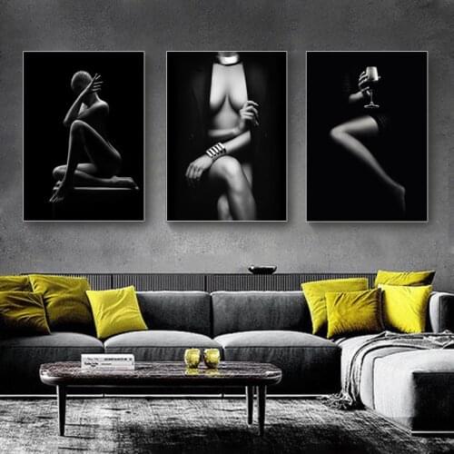 Black and White Beauty Nude Art Canvas Painting Modern Living Room Wall Art Posters Prints Nordic Home Decoration Picture