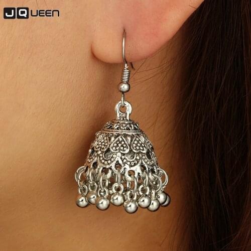 Gypsy Afghan Jewelry Retro Ethnic Indian Jhumka Small Bells Beads Drop Tassel Earrings for Women Bohemian Pendiente Gift