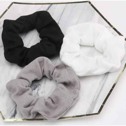 European And American Cotton Solid Color Hair Ring Simple Wild Tie Hair Elastic Scrunchies Headdress Woman