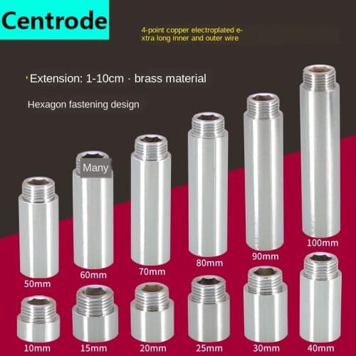 Pipe Fittings 1/2 Inch Lengthened Inner and Outer Wire Direct Copper Plating Straight Pipe Ancient Inner Hexagon Extension Pipe