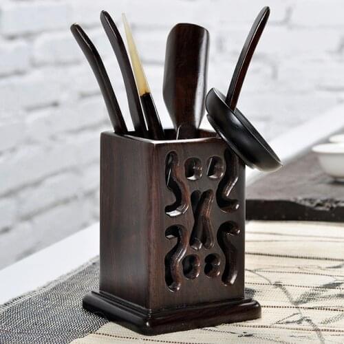 [GRANDNESS] Chinese Cha Dao Set 6 Pieces Ebony Tea Utensils Ebony Tea Set Kongfu Tea Set Accessories Chadao Six Gentleman
