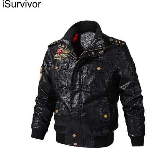 ISurvivor 2021 Men Motorcycle PU Leather Jackets Coats Hombre Male Casual Fashion Slim Fit Plus Size Winter Autumn Jackets Men
