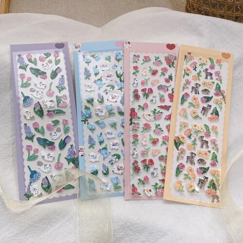 Kawaii Mini Animals Rose Flowers Stickers Happy Planner DIY Scrapbooking Calendar Notebook Stationery Korean Decoration Sticker